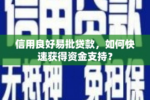 临安信用良好易批贷款，如何快速获得资金支持？