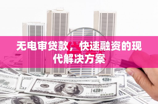 临安无电审贷款，快速融资的现代解决方案